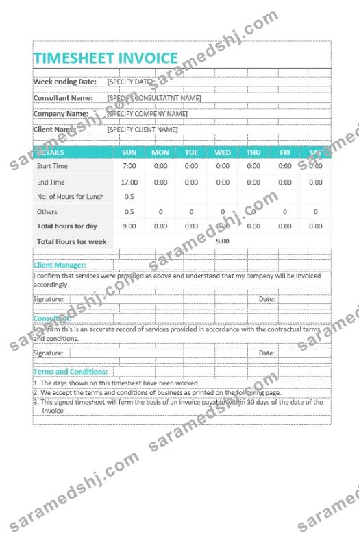 Sample Timesheet Invoice Template